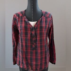 Classic Red and Black Plaid Women's Button Down Shirt